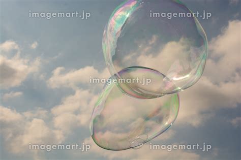 Blown Soap Bubbles Float In Air