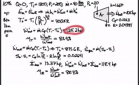 SOLVED Argon Gas Enters An Adiabatic Turbine At 1300 F And 200 Psia