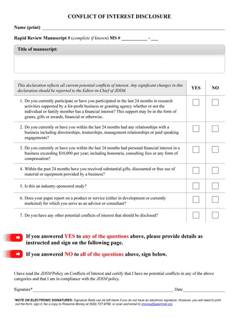 Fillable Online Jdsm Conflict Of Interest Bdisclosureb And Attestation