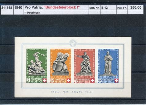 1940 Pro Patria Bundesfeierblock Postfrisch Kaufen Auf Ricardo