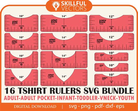 Tshirt Ruler Big Svg Bundle Tshirt Alignment Tool Svg Centering Tool Template Vinyl Placement