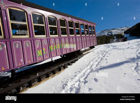 The Cog Railway in winter on Mount Washington in New Hampshire's White Mountains Stock Photo - Alamy