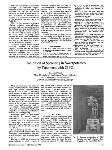 PDF Inhibition Of Sprouting In Sweetpotatoes By Treatment With CIPC