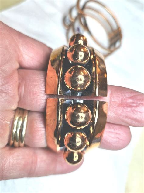 Vintage Matisse Renoir Copper Bracelets Chunky Enam Gem