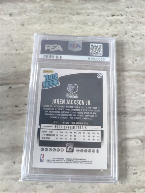 Panini Donruss Optic Jaren Jackson Jr Rated Rc Psa Mint