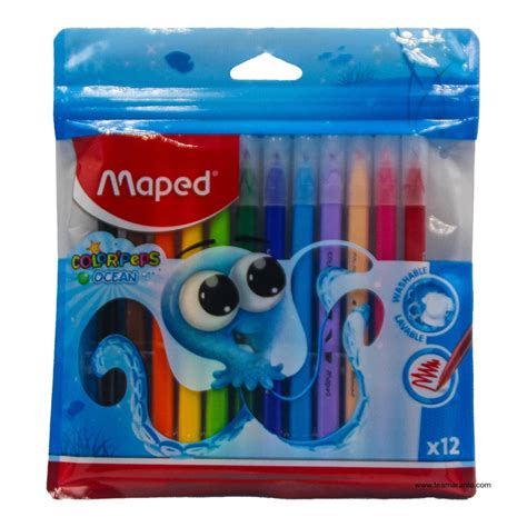 PLUMONES COLOR PEPS OCEAN LAVABLE 12 PIEZAS MARCA MAPED Te Amaranto