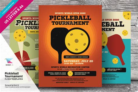 Pickleball Tournament Flyer Templates Print Templates Graphicriver