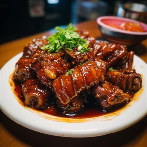 Premium Ai Image A Plate Of Braised Pork Feet