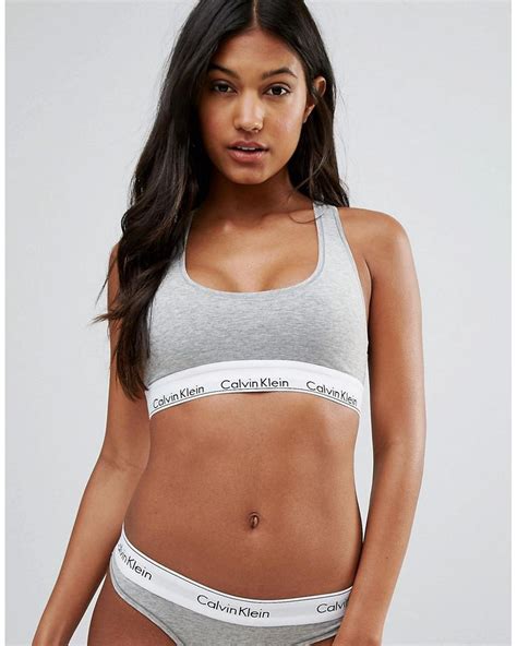 Calvin Klein Modern Cotton Bralette And Bikini Set Lingerie In Gray