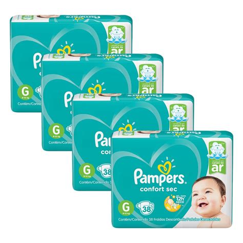 Kit 4 Fraldas Pampers Confort Sec G38 152un Submarino