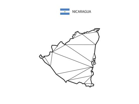 Mosaic Triangles Map Style Of Nicaragua Isolated On A White Background