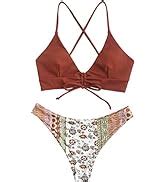 Amazon Zaful Women S Ribbed V Wired Cami Bikini Set Two Piece