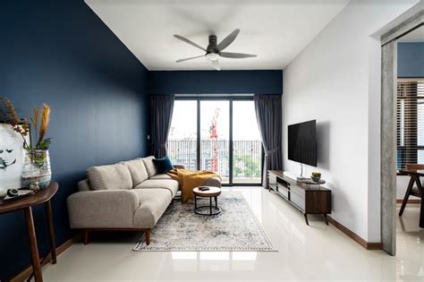 Navy Blue Wall Paint For Living Room | Livspace