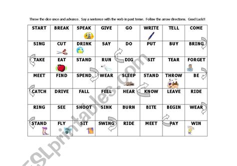 Past Tense Game Esl Worksheet By Hazelgirl