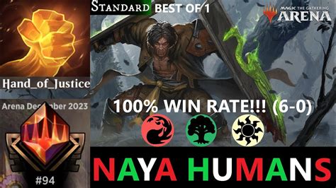 STANDARD NAYA HUMANS 94 MYTHIC100 WIN RATE BO1 RANKED MTG ARENA