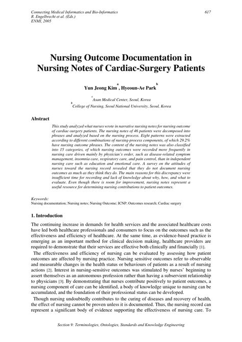 Pdf Nursing Outcome Documentation In Nursing Notes Of Cardiac Surgery