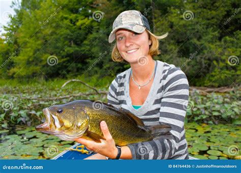 Woman Large Mouth Bass Fishing Stock Photo Image Of Grip Shorts