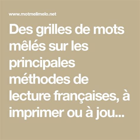 Grilles De Mots M L S Sur Les M Thodes De Lecture Fran Aises