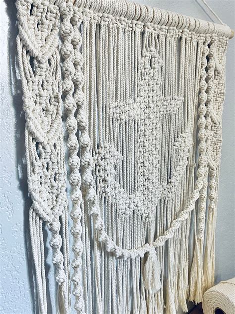 Anchor Navy Decor Nautical Handmade Macrame Wall Hanging Etsy