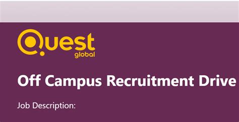 Quest Global Trainee Engineer Off Campus Recruitment Drive For