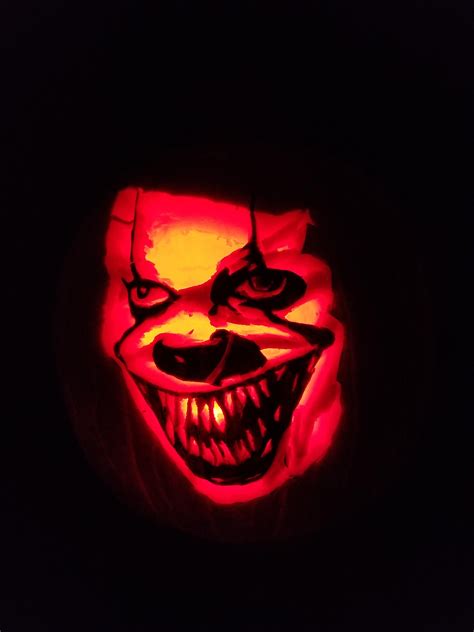 I carved a Pennywise pumpkin. It turned out pretty good :) : r/stephenking