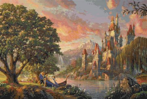 Beauty And The Beast Ii Inspirated To Kinkade Cross Stitch Pattern