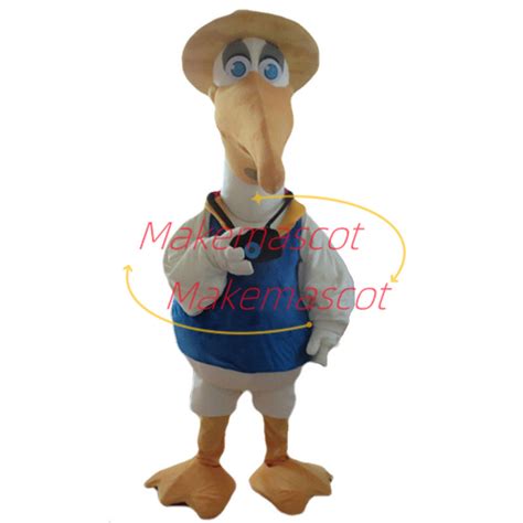 Tourist White Ibis Mascot Costume Cartoon Character