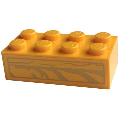 LEGO Bright Light Orange Brick 2 X 4 With Gray Lines 77013 Sticker