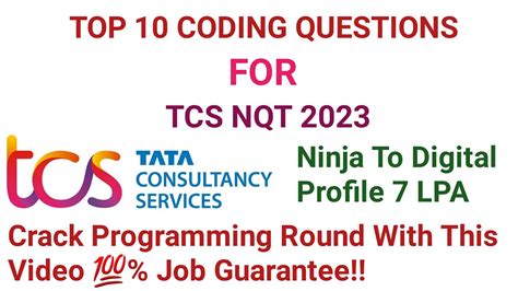 TCS NQT 2024 Top 10 Programming Questions Top 10 Coding Questions To