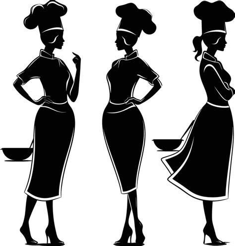 Ai Generated Silhouette Women Chef Black Color Only Full Body 38337864