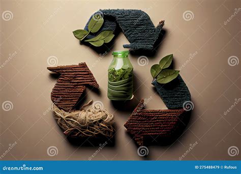 Green Recycle Icon Eco Papercut Nature Concept Stock Illustration