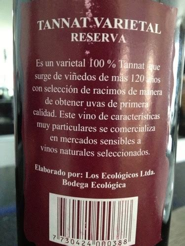 La Cruz Los Ecologicos Tannat Varietal Reserva Vivino US