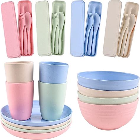 Kunststoffteller und Schüsseln Set Camping Picknick Dinner Sets