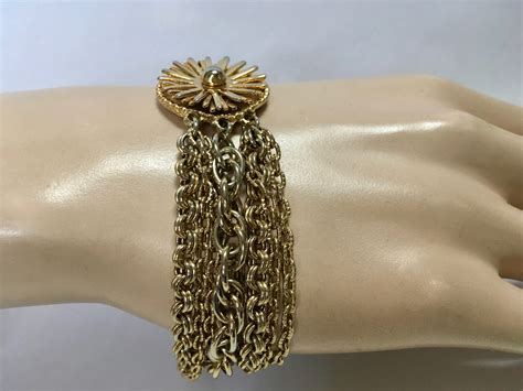 Floral Clasp Multi Chain Bracelet Mid Century Modern MOD Jewelry Chains 1960s - Etsy