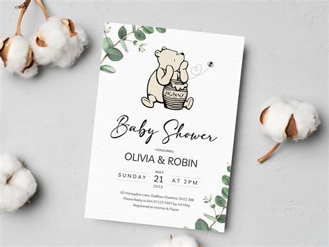 Winnie the Pooh Baby Shower Invitations Classic Winnie the - Etsy