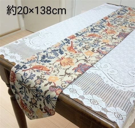 ハンドメイド作品 テーブルランナー テーブルセンター ゴブラン織り 花鳥柄 20×138cm インテリア、雑貨 ｜売買されたオークション情報