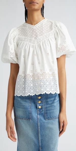 Ulla Johnson Aviana Eyelet Top In Cowrie At Nordstrom