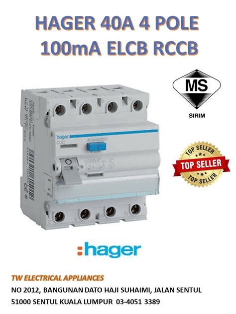 Hager Ce B A Pole Ma Elcb Rccb Lazada