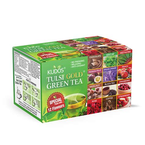 Kudos Tulsi Gold Green Tea With 12 Flavours Best Tulsi Green Tea