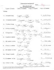 Dimensional Analysis Worksheet Answers Pdf Dimensional