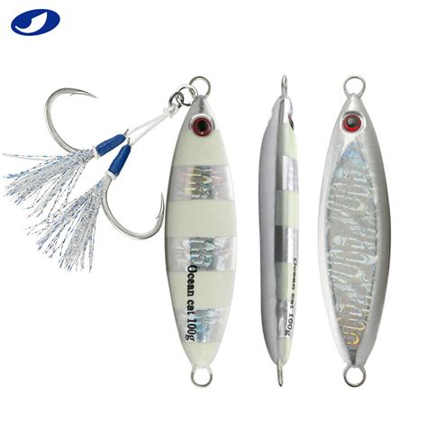 G Cm Slow Fall Pitch Fishing Lures Sinking Lead Metal Flat Jig