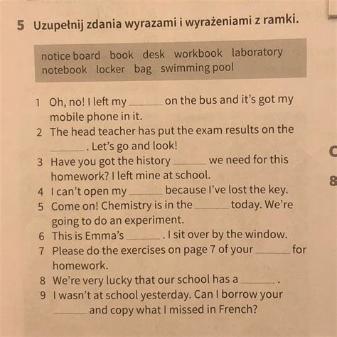 Uzupełnij zdania wyrazami z ramki Brainly pl