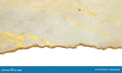 Torn Piece of Edge Gold Bronze Color Paper on White Background Stock ...