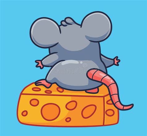 Rato De Desenho Animado Fofo Pega Queijo Vetor Isolado De Ilustração