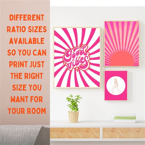 Retro Pink-orange Wall Art Collage Kit Dorm Decor for College - Etsy