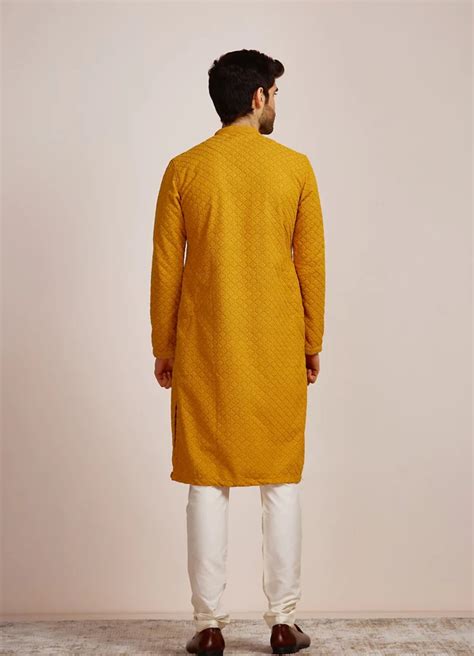 Buy Mustard Yellow Embroidered Kurta Set Online In India Manyavar