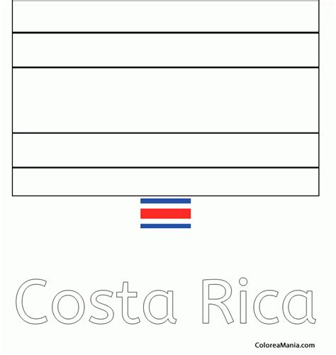 Colorear República de Costa Rica (Banderas de paises), dibujo para colorear gratis