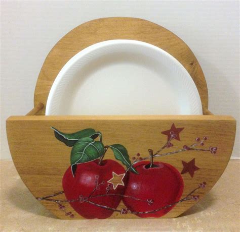 Paper Plate Holder, Apple Decor, Country Decor, Apple Kitchen Decor, Apple Theme, Primitive ...