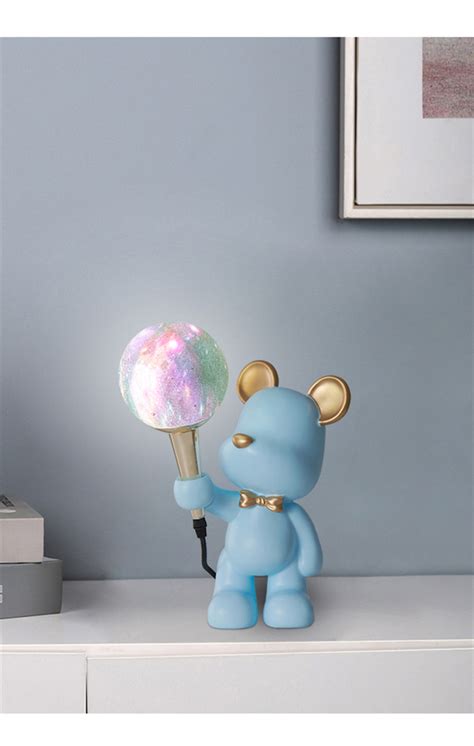 Luminaria Abajur Urso Azul Lua Planeta The Bear Planet Lamp Luz Quente