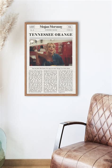 Megan Moroney Retro Newspaper Print Tennessee Orange Lyrics Poster